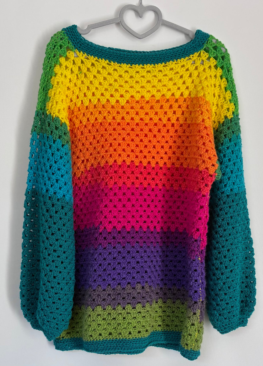Rainbow Striped Crochet Jumper