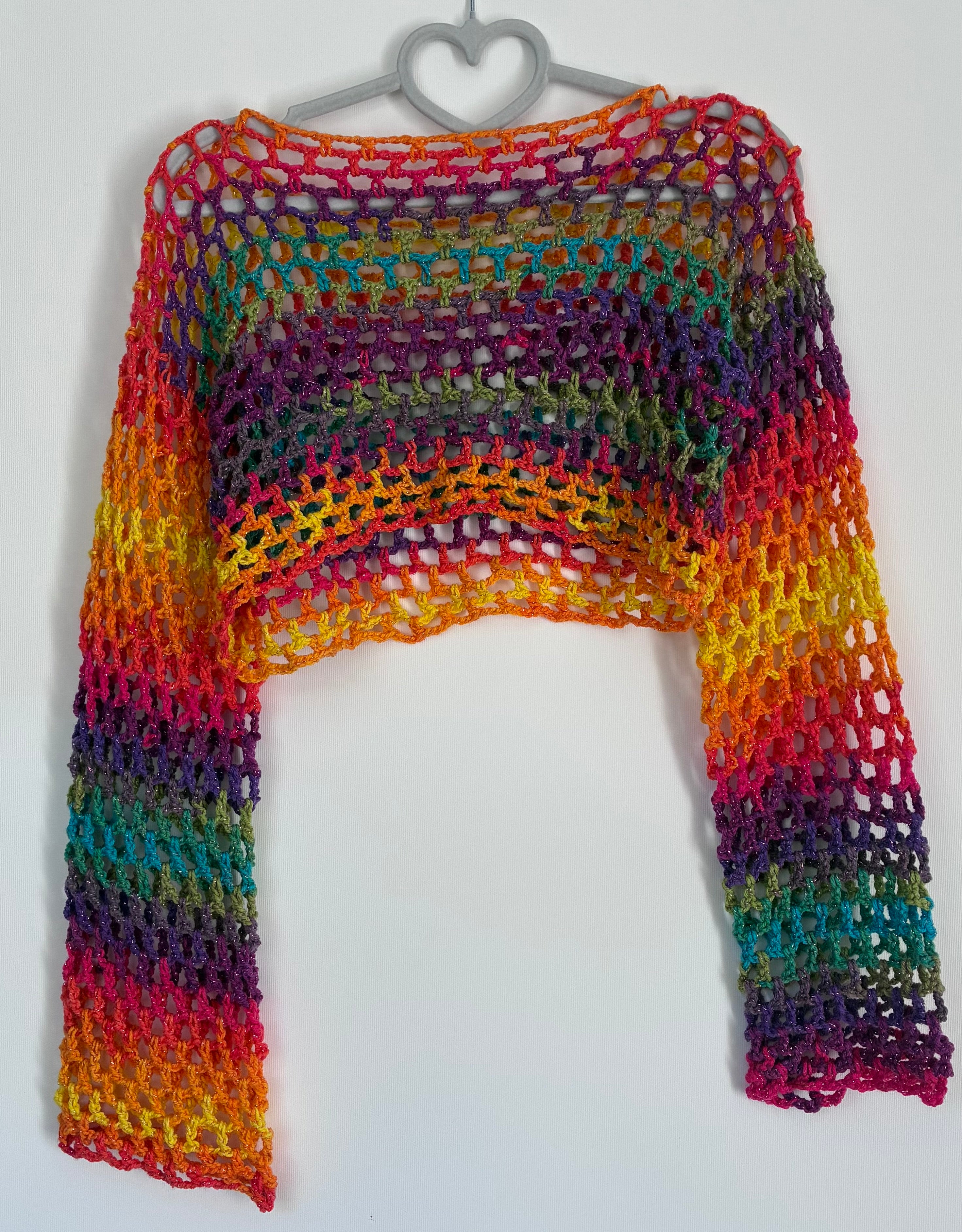 Rainbow Sparkle Long Sleeve Crop Top
