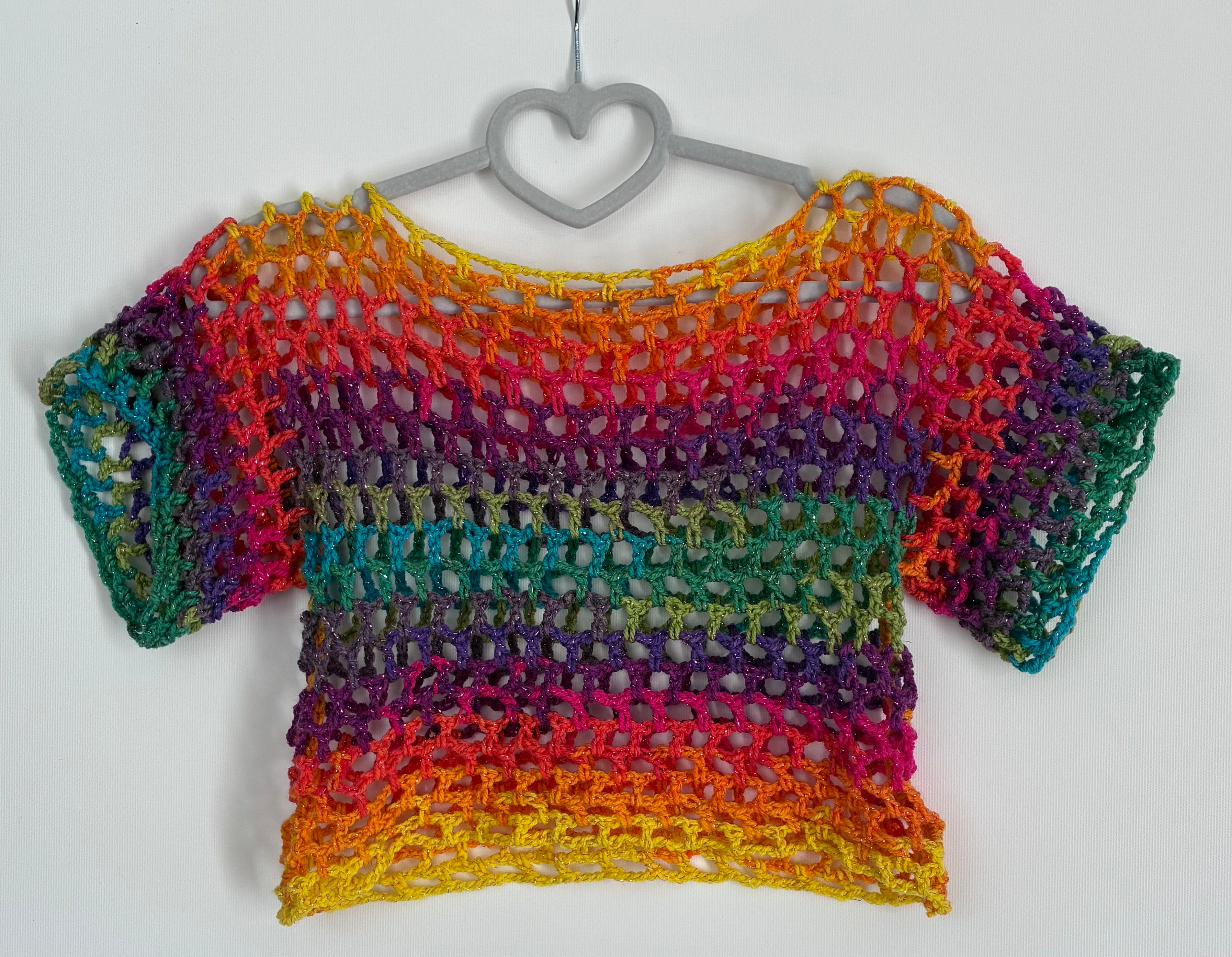 Rainbow Sparkle Short Sleeve Crop Top