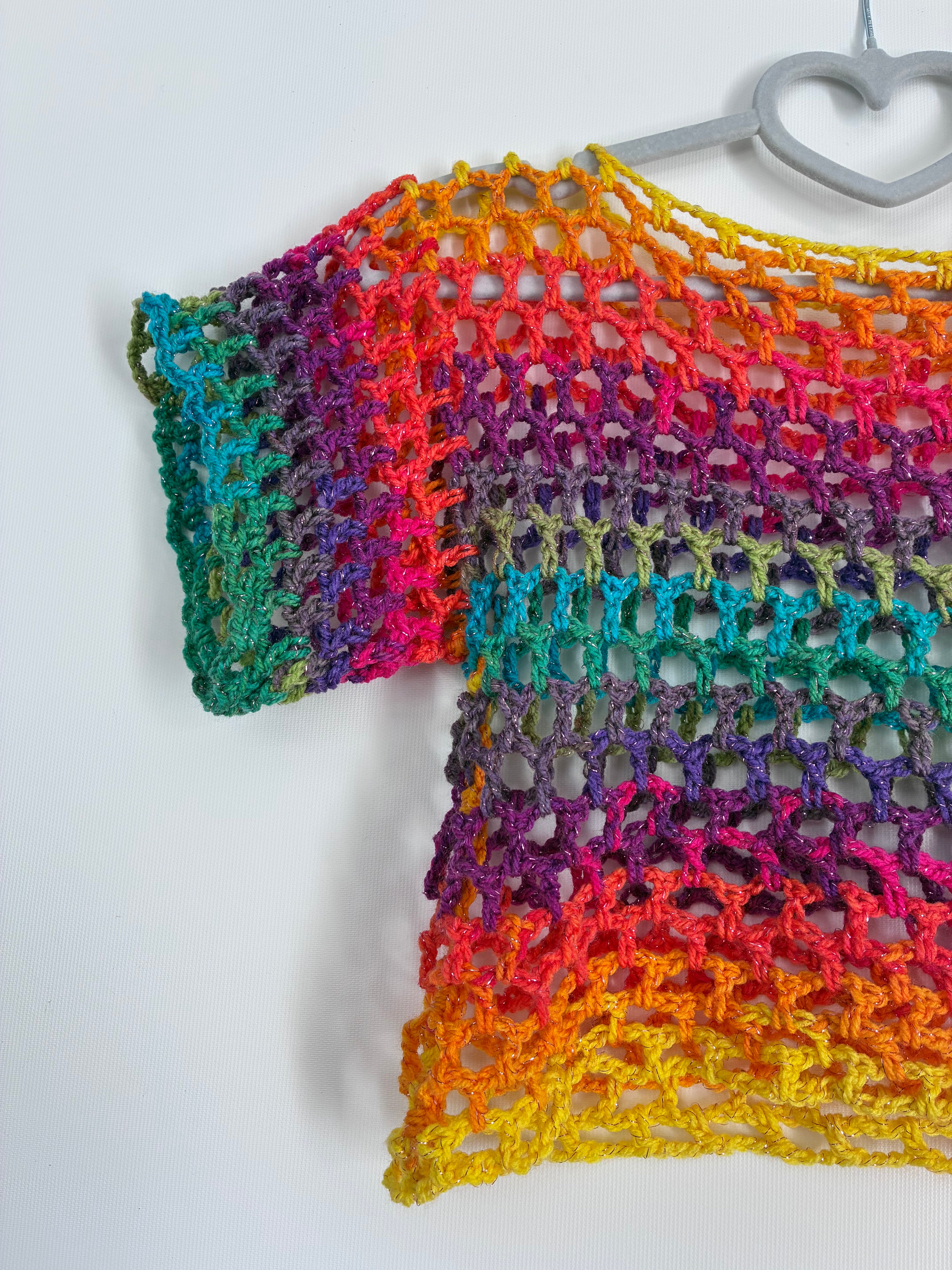 Rainbow Sparkle Short Sleeve Crop Top