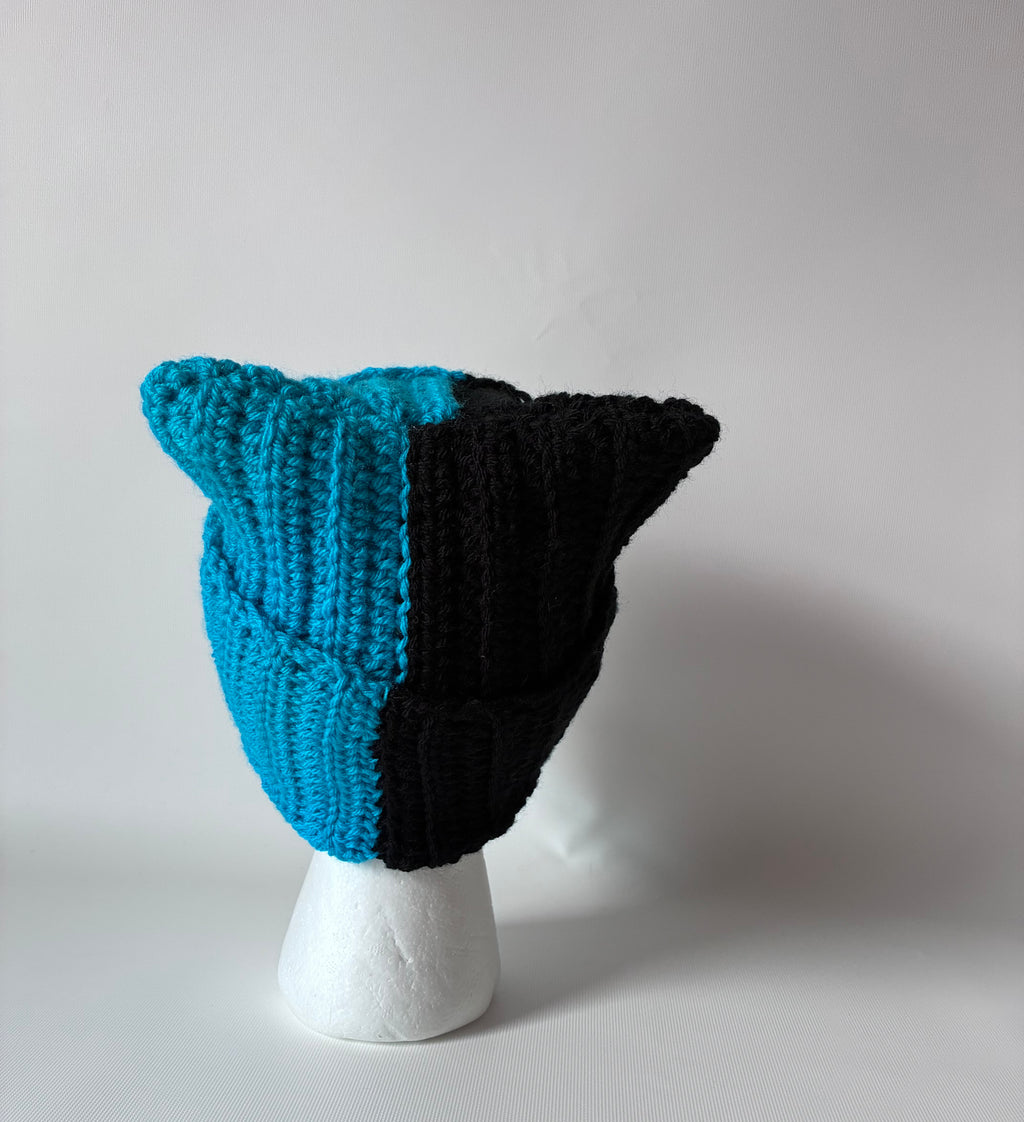 Cosy Crochet Cat Ear Beanie split colour