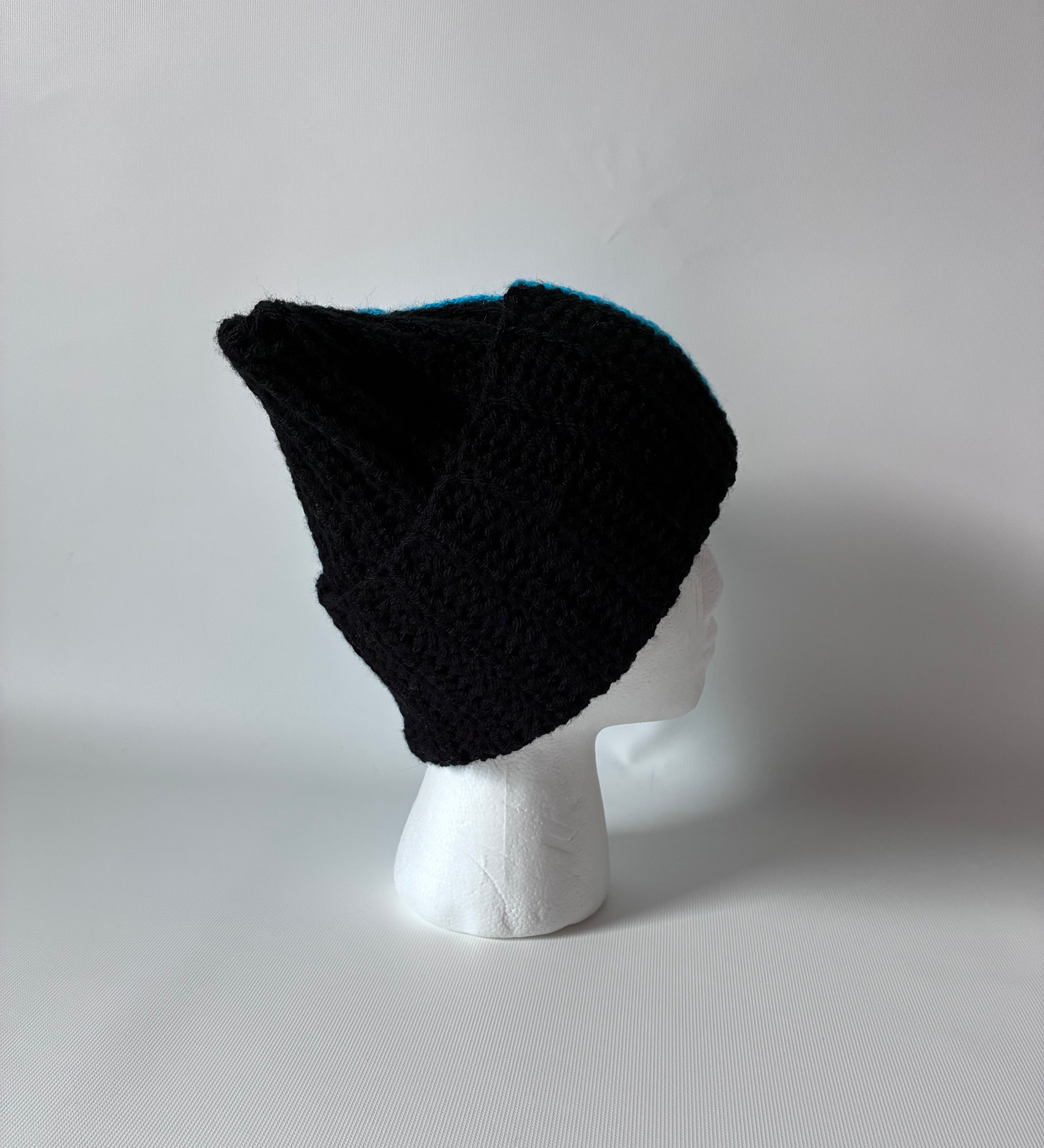 Cosy Crochet Cat Ear Beanie split colour